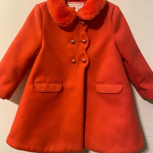 Janie and Jack Other - Janie and Jack Vibrant Orange Pea Coat
